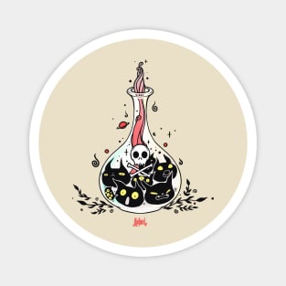 Cute Magic Potion Bottle Full Of Black Cats Magnet